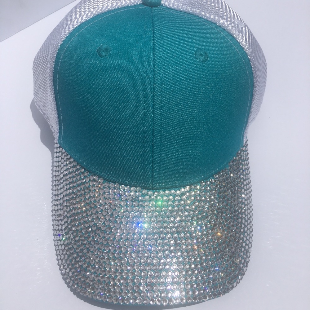 Women’s bling teal trucker hat NEW
